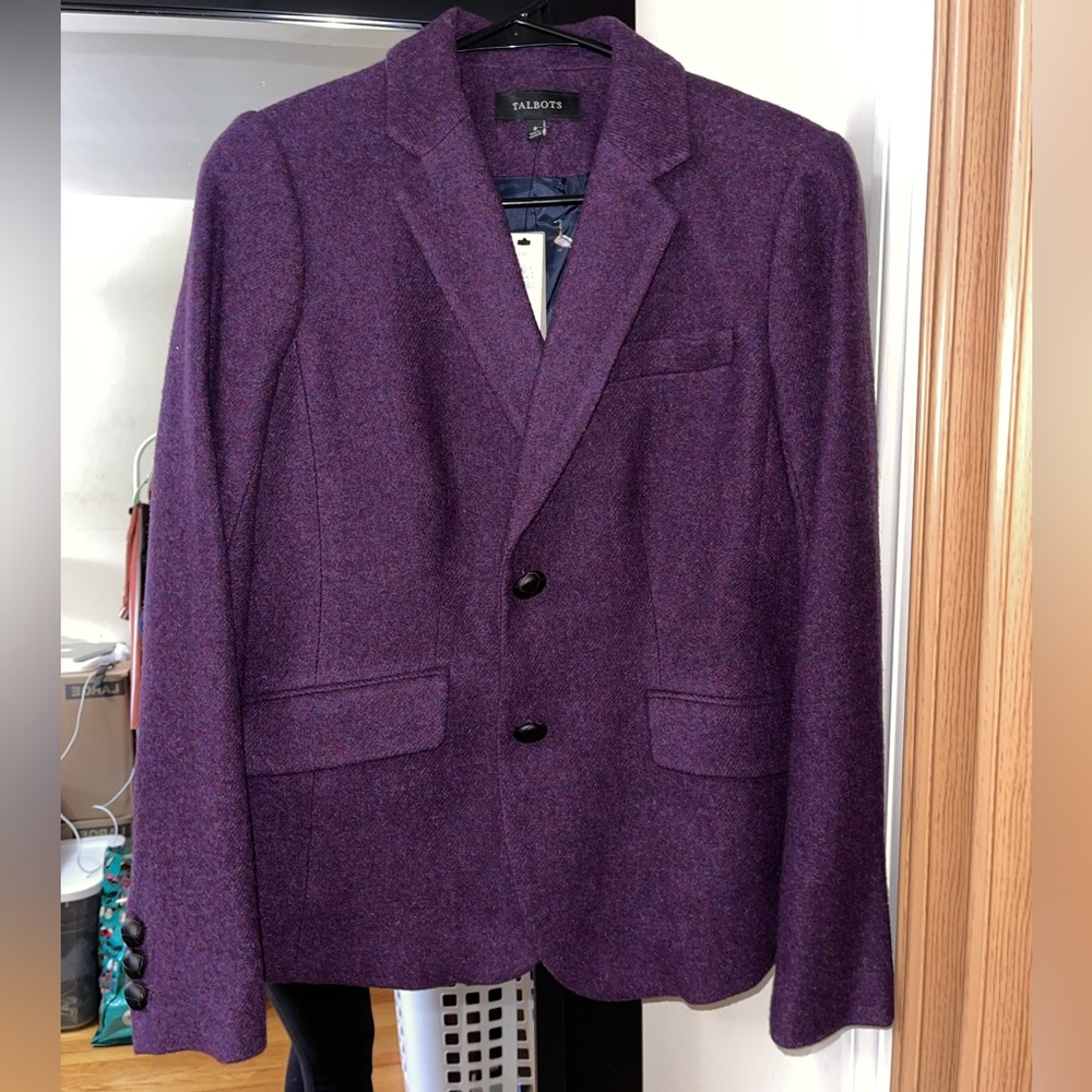 Talbots Shetland Wool Heather Purple Equestrian Mallard Duck (Size 8)